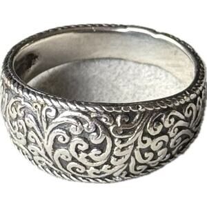sterling silver tibetan carved filigree ring